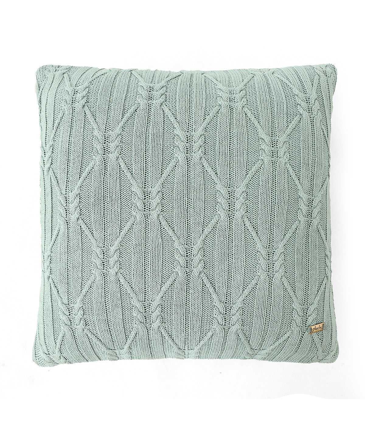 Holly Dull Blue Cotton Knitted Decorative 16 X 16 Inches Cushion Cover