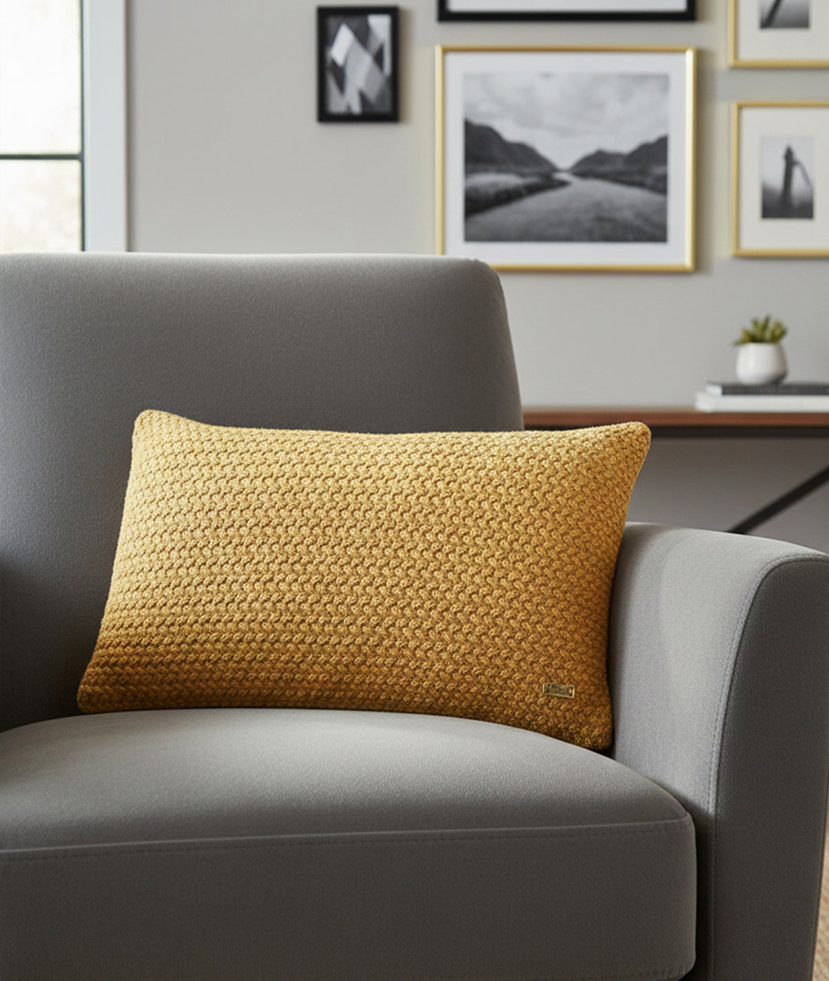 Anna Honey Gold Decorative 12 X 20 Inches Cushion Cover