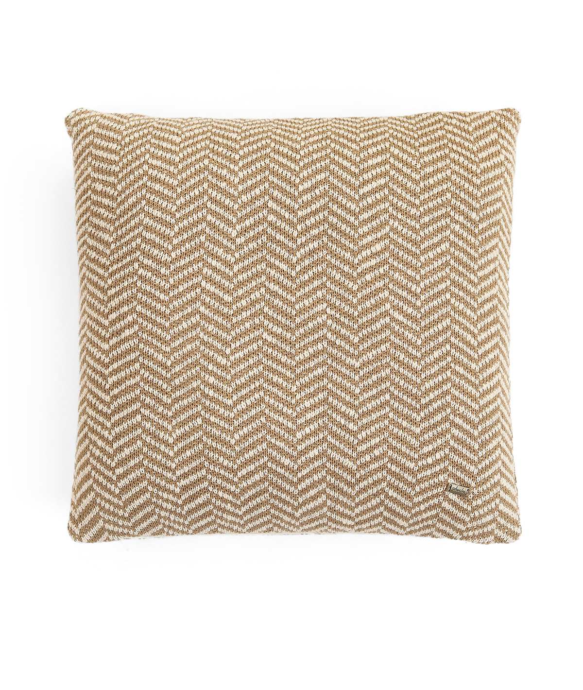 Herringbone Cotton Knitted Decorative Khaki & Natural Color 18 x 18 Inches Cushion Cover