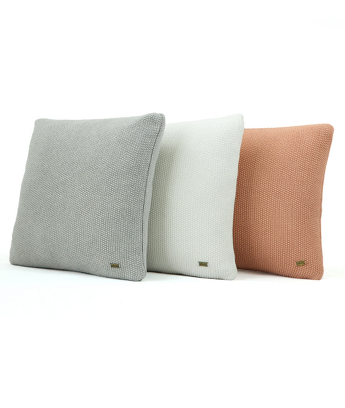 Mini Moss Knit Vanilla Grey Melange Cotton Knitted Decorative 16 X 16 Inches Cushion Cover