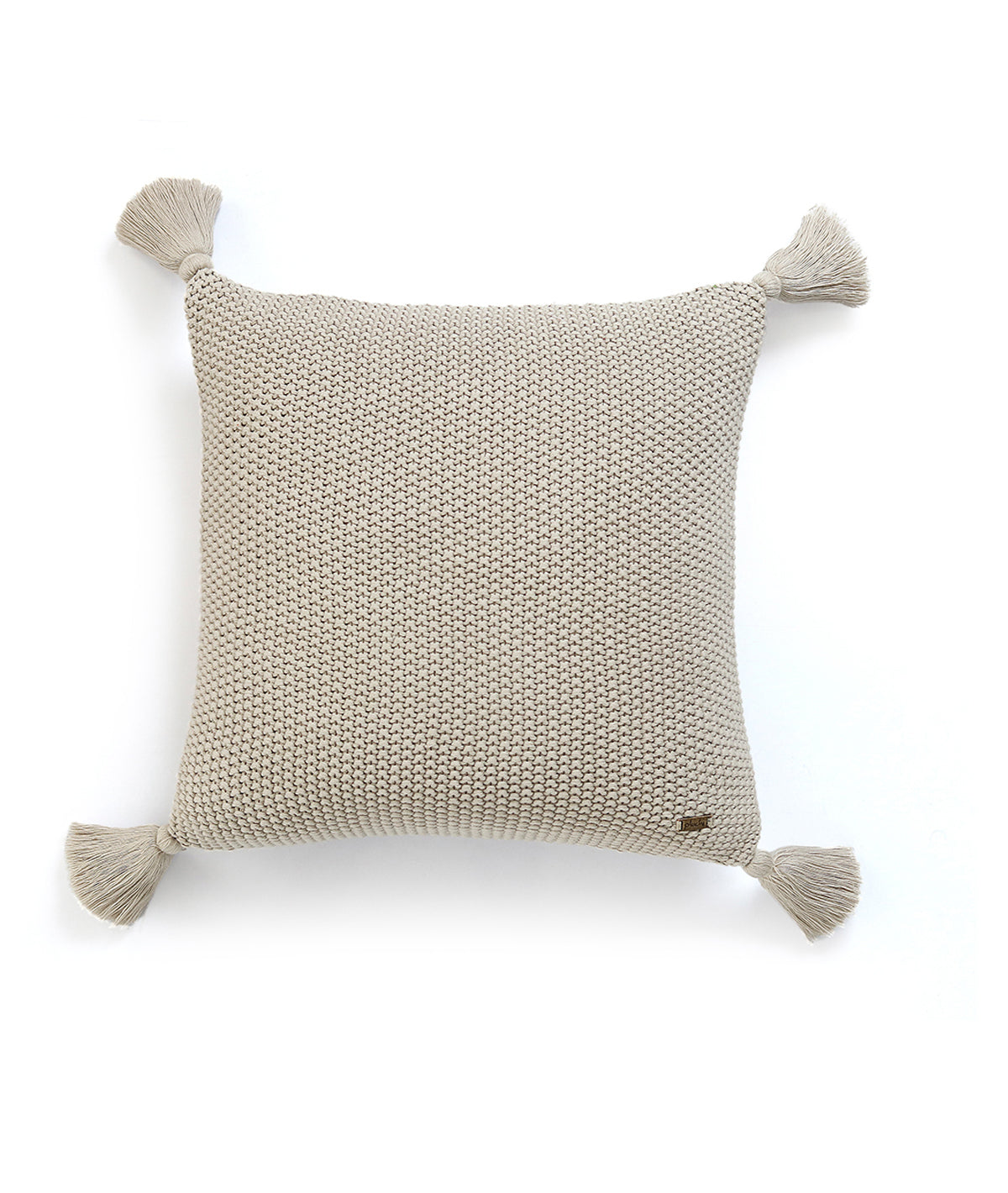 Moss Knit Cotton Knitted Decorative Cushion Cover (Pale Whisper) (16" X 16")