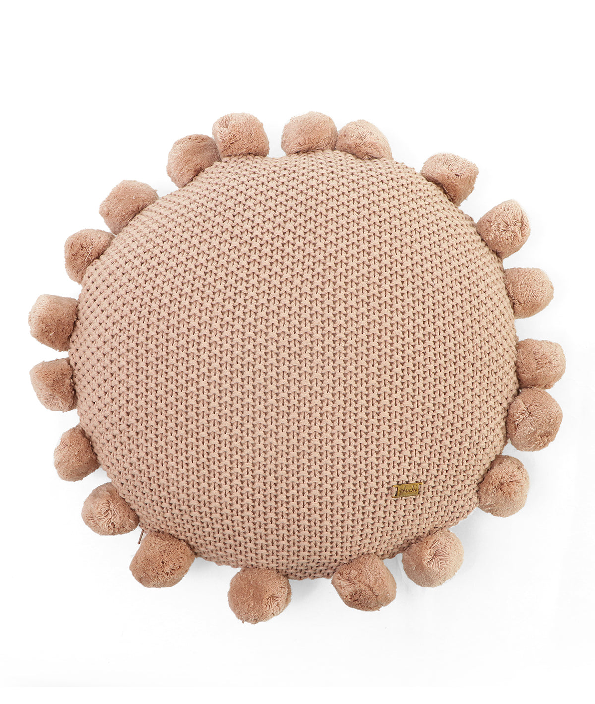 Pom Pom Crepe Cotton Knitted Decorative 16 Inches Dia Cushion Cover