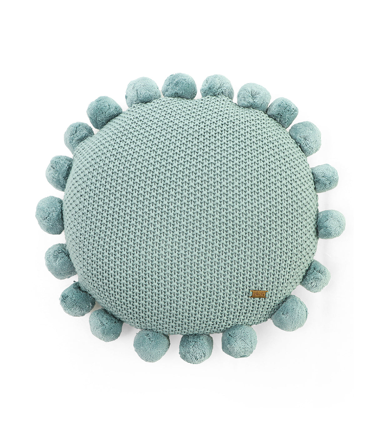 Pom Pom Cotton Knitted Decorative Cushion Cover with Filler (16 Inches Dia)