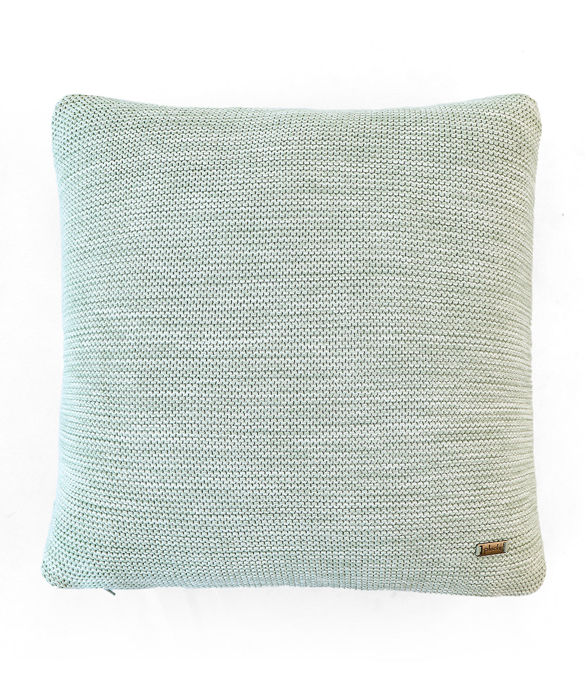 Moss Knit Pistachio Green & Natural Cotton Knitted Decorative 16 X 16 Inches Cushion Cover