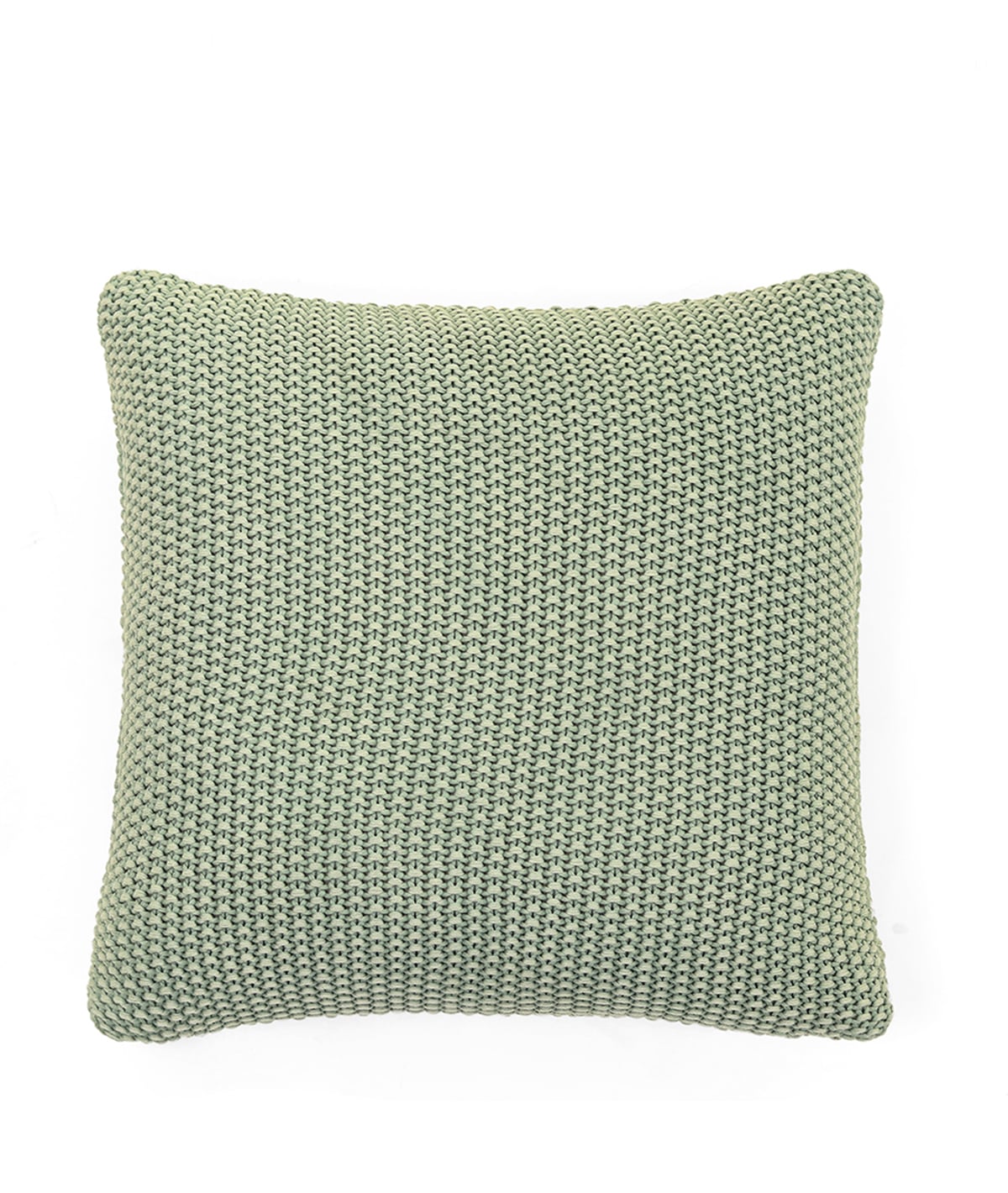 Knitted Purl Olive Cotton Knitted Decorative 16 X 16 Inches Cushion Cover