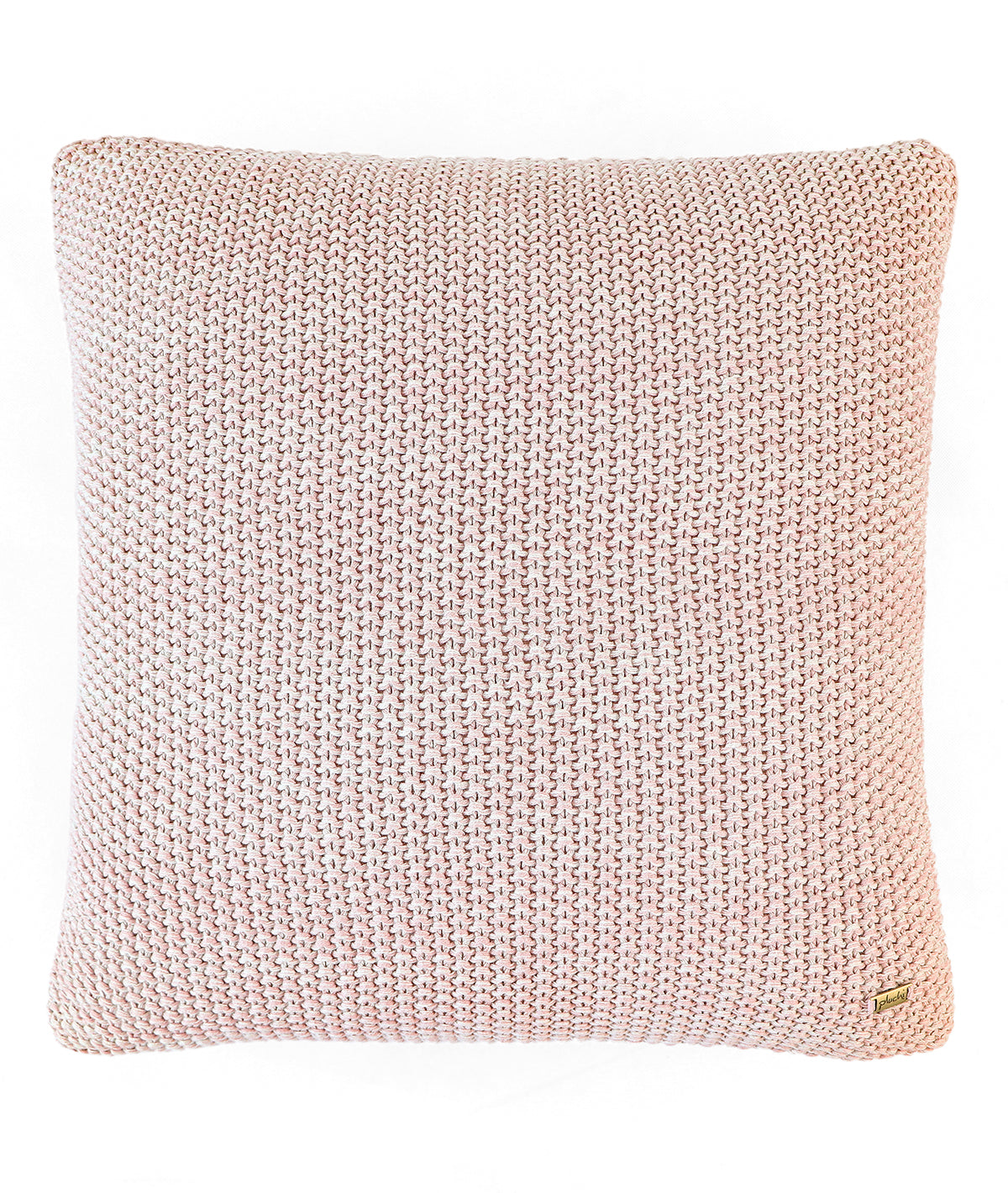 Moss Marld Pale Pink & Beige Melange Cotton Knitted Decorative 16 X 16 Inches Cushion Cover