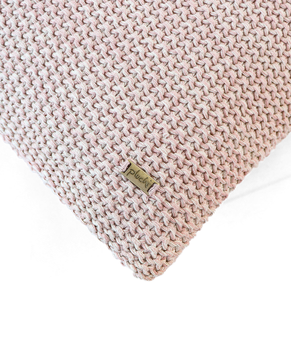 Moss Marld Pale Pink & Beige Melange Cotton Knitted Decorative 16 X 16 Inches Cushion Cover