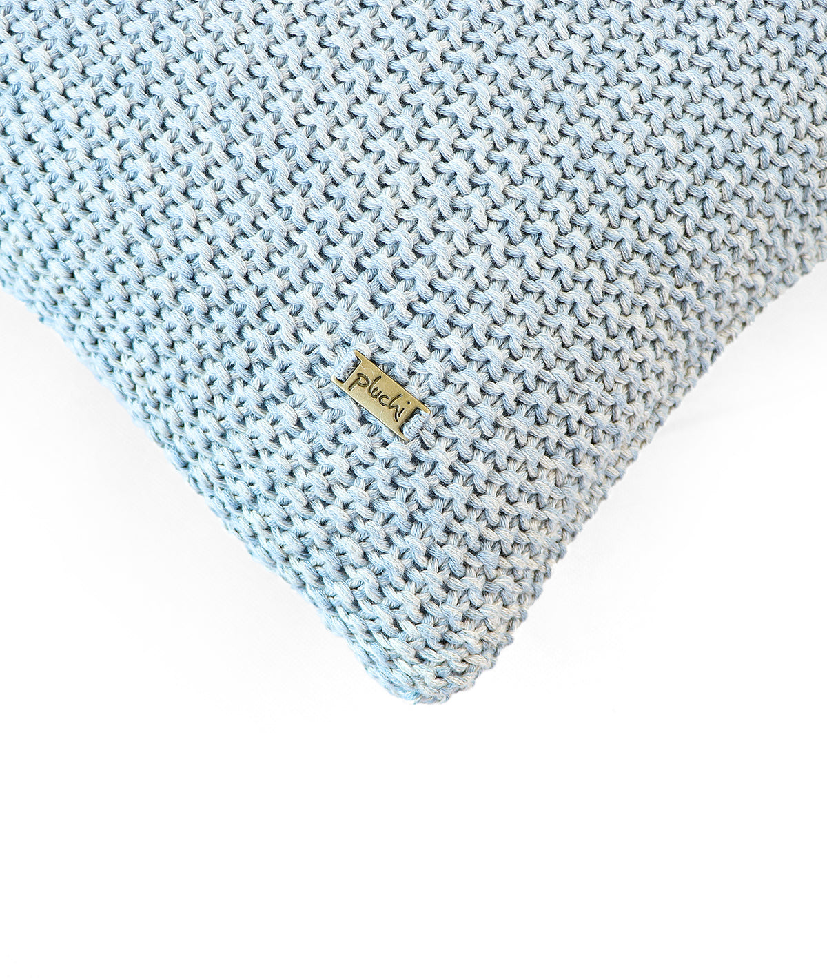 Moss Marld Alise Blue & Vanilla Grey Melange Cotton Knitted Decorative 16 X 16 Inches Cushion Cover