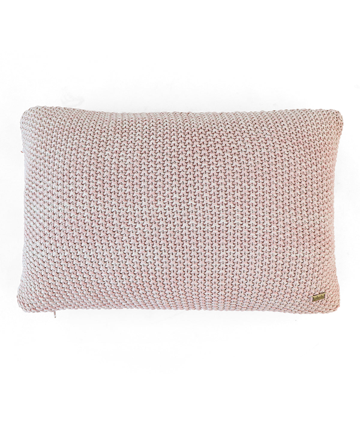 Moss Marld Pale Pink & Beige Melange Cotton Knitted Decorative 12 X 20 Inches Cushion Cover