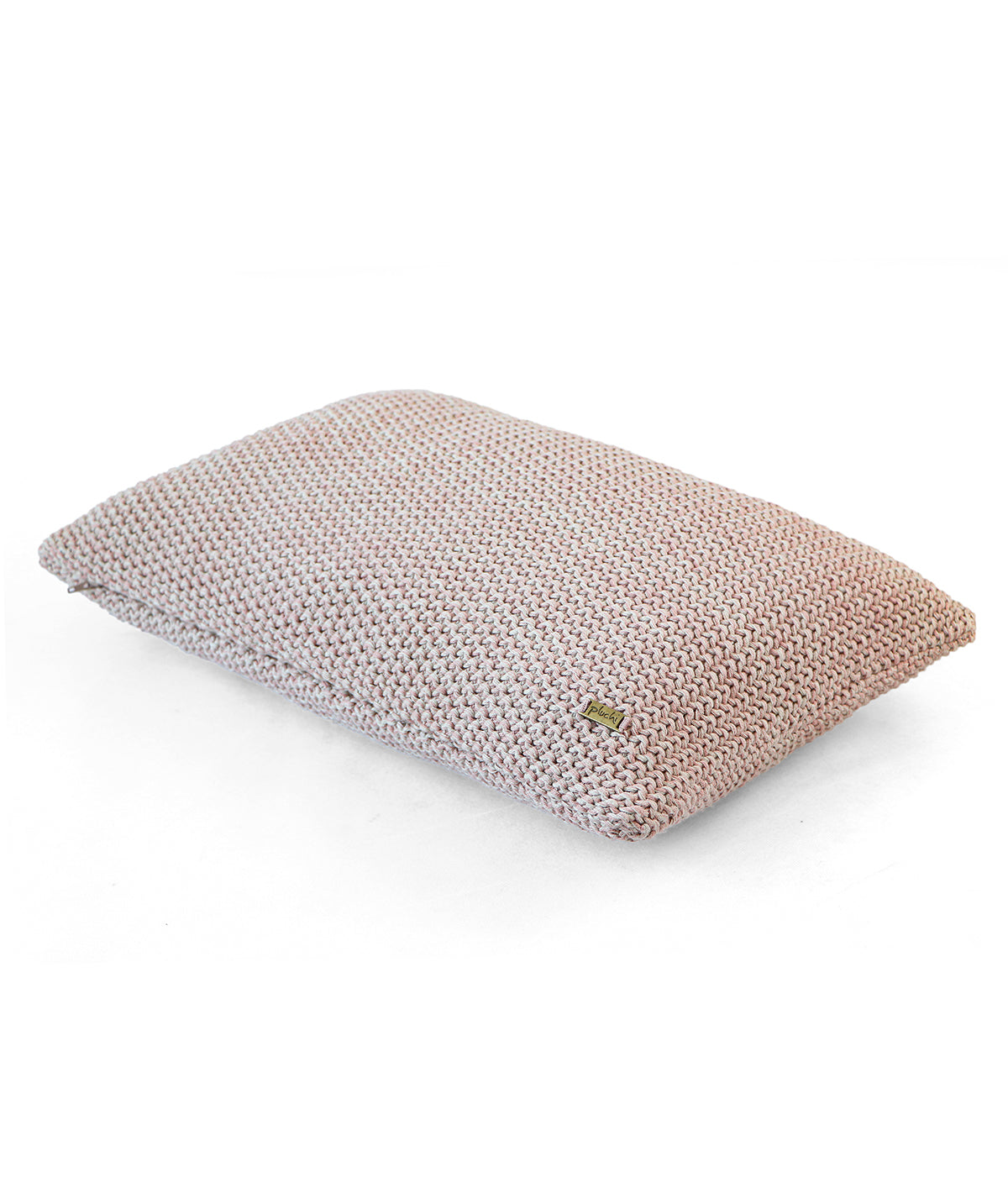 Moss Marld Pale Pink & Beige Melange Cotton Knitted Decorative 12 X 20 Inches Cushion Cover