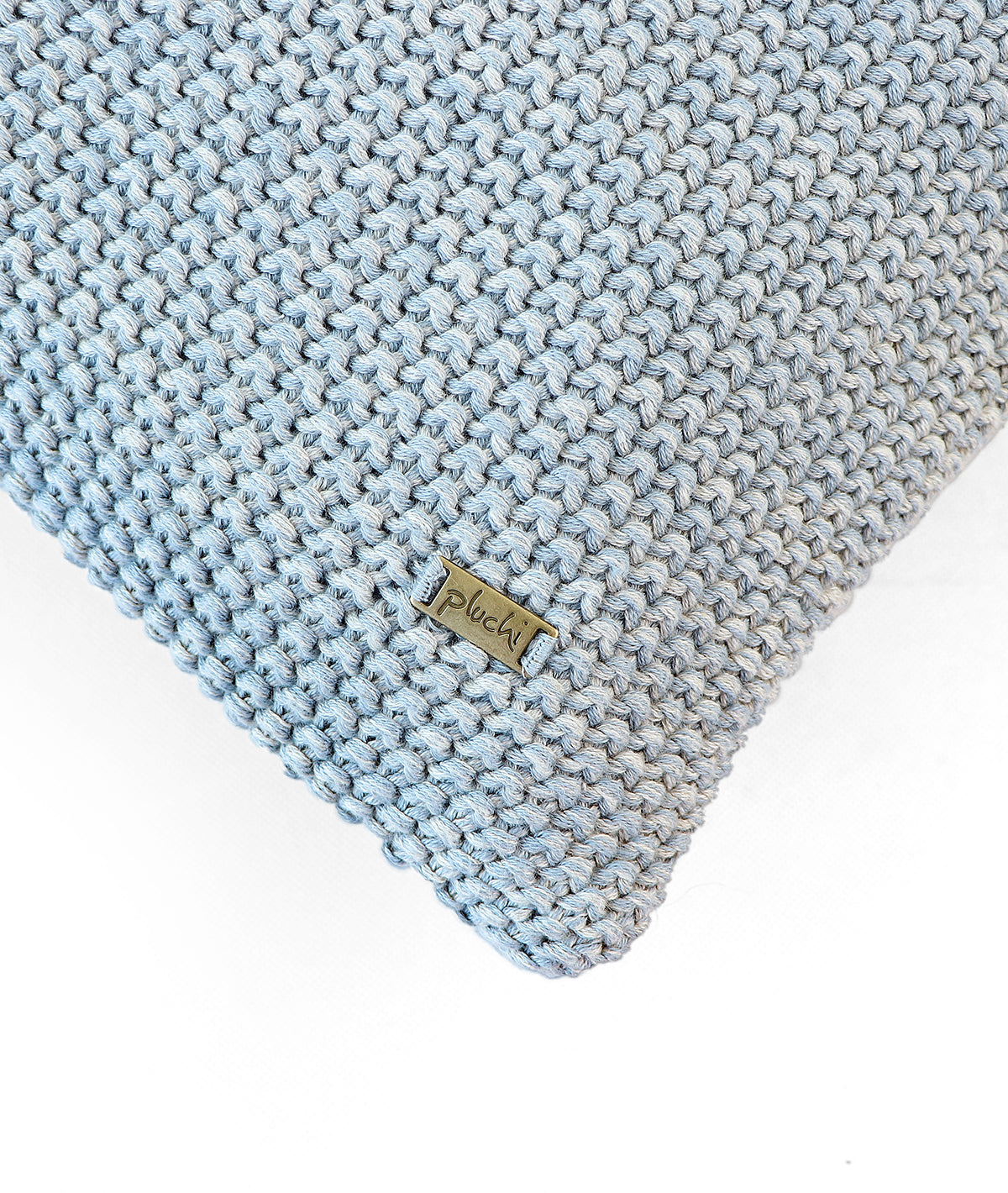 Moss Marld Alise Blue & Vanilla Grey Melange Cotton Knitted Decorative 12 X 20 Inches Cushion Cover