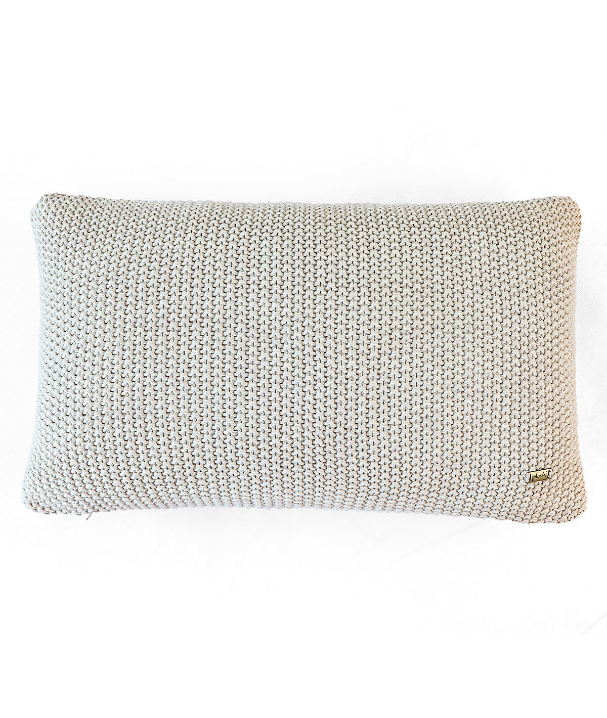 Moss Marld Natural Melange & Pale Whisper Cotton Knitted Decorative 12 X 20 Inches Cushion Cover