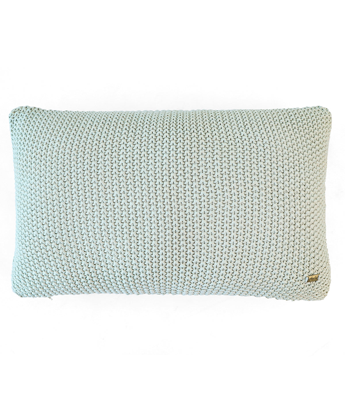 Moss Marld Mint Cream & Silver Green Cotton Knitted Decorative 12 X 20 Inches Cushion Cover