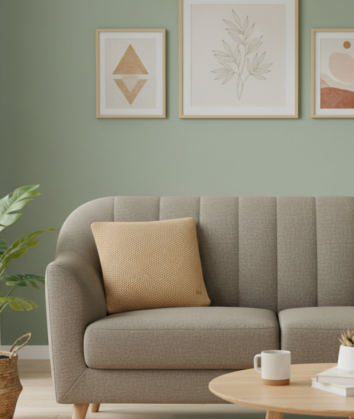 Moss Knit Cuban Sand Cotton Knitted Decorative 16 X 16 Inches Cushion Cover