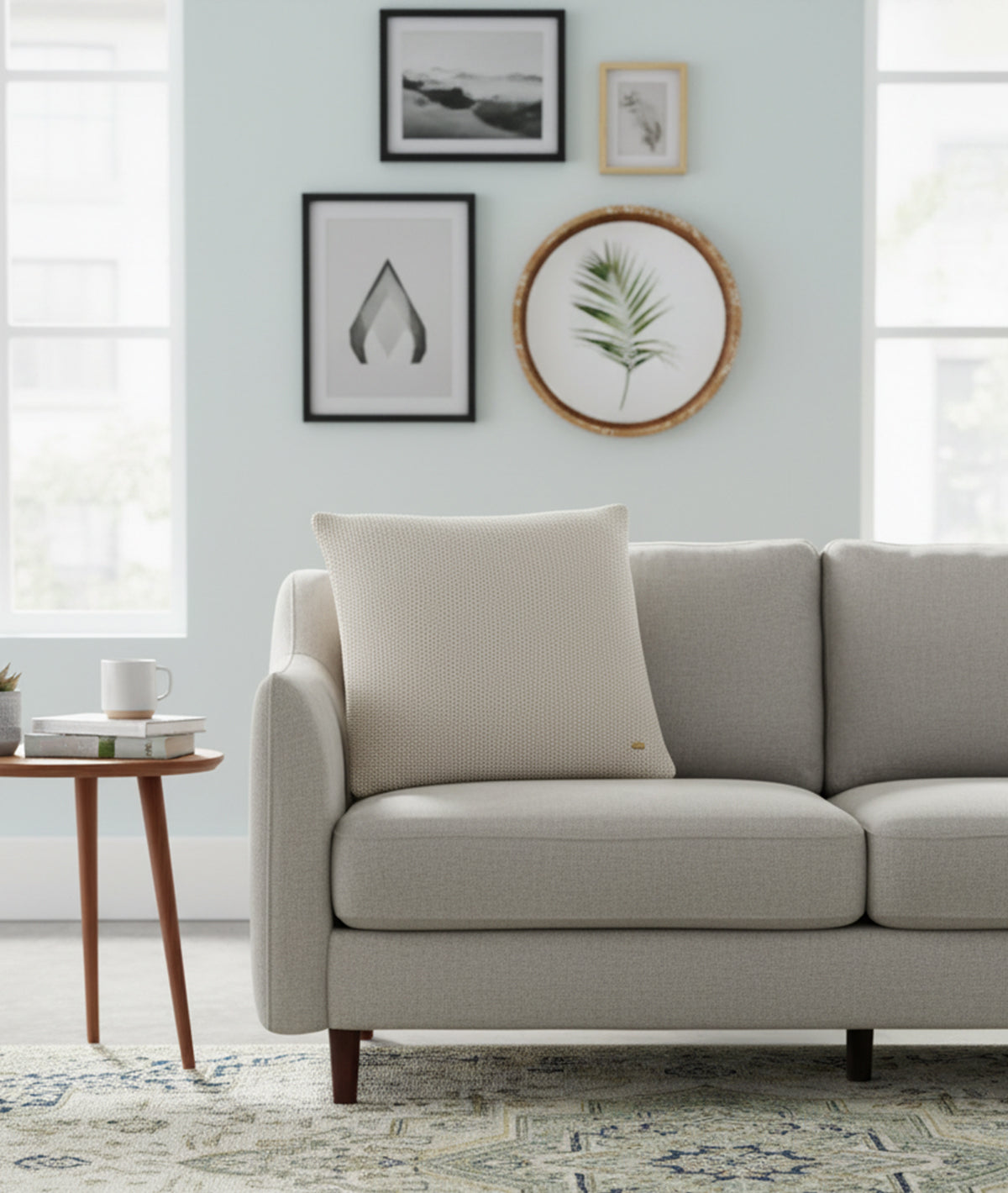 Moss Knit Pale Whisper Cotton Knitted Decorative 24 X 24 Inches Cushion Cover