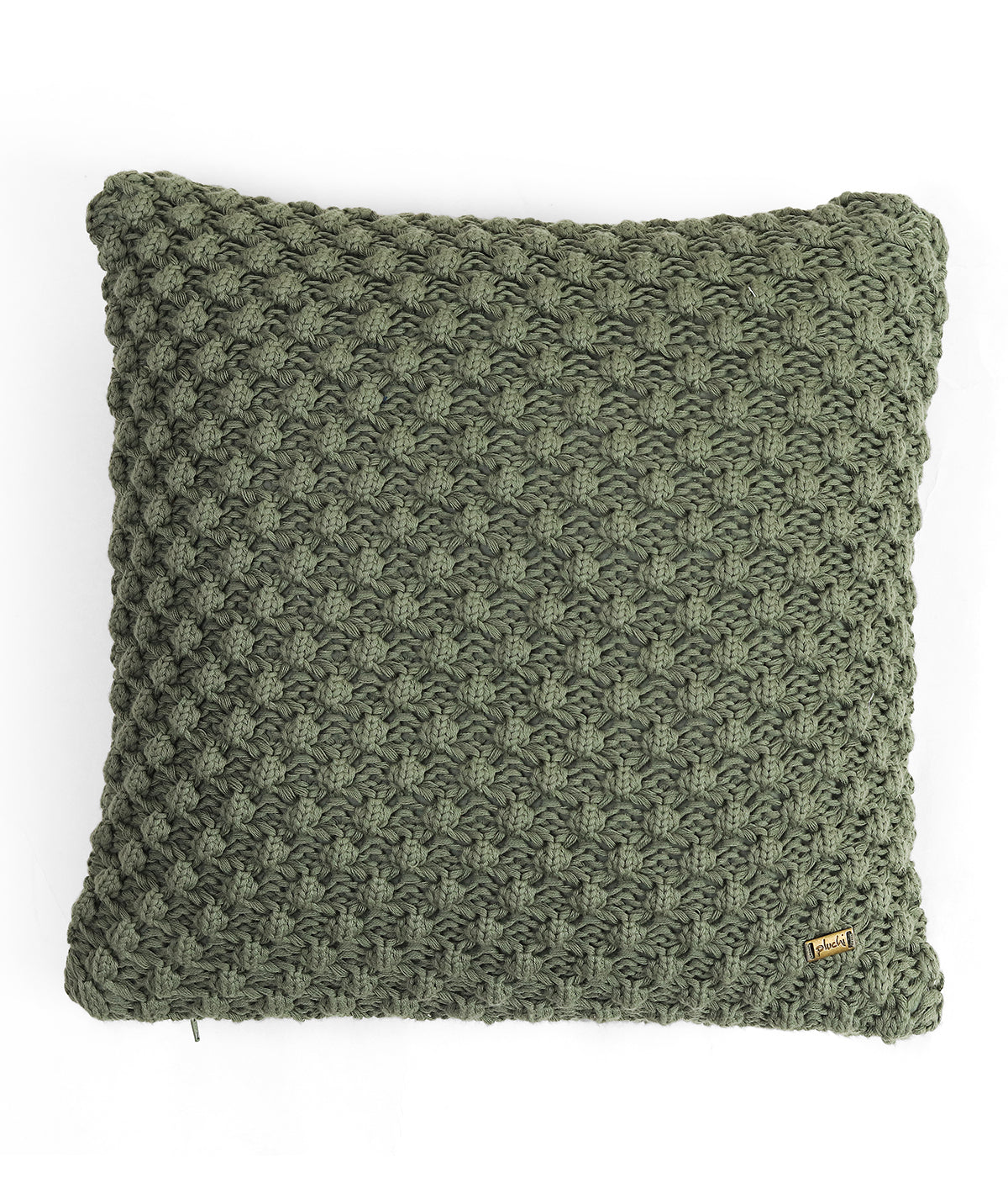 Popcorn Aqua Green Cotton Knitted Decorative 16 X 16 Inches Cushion Cover