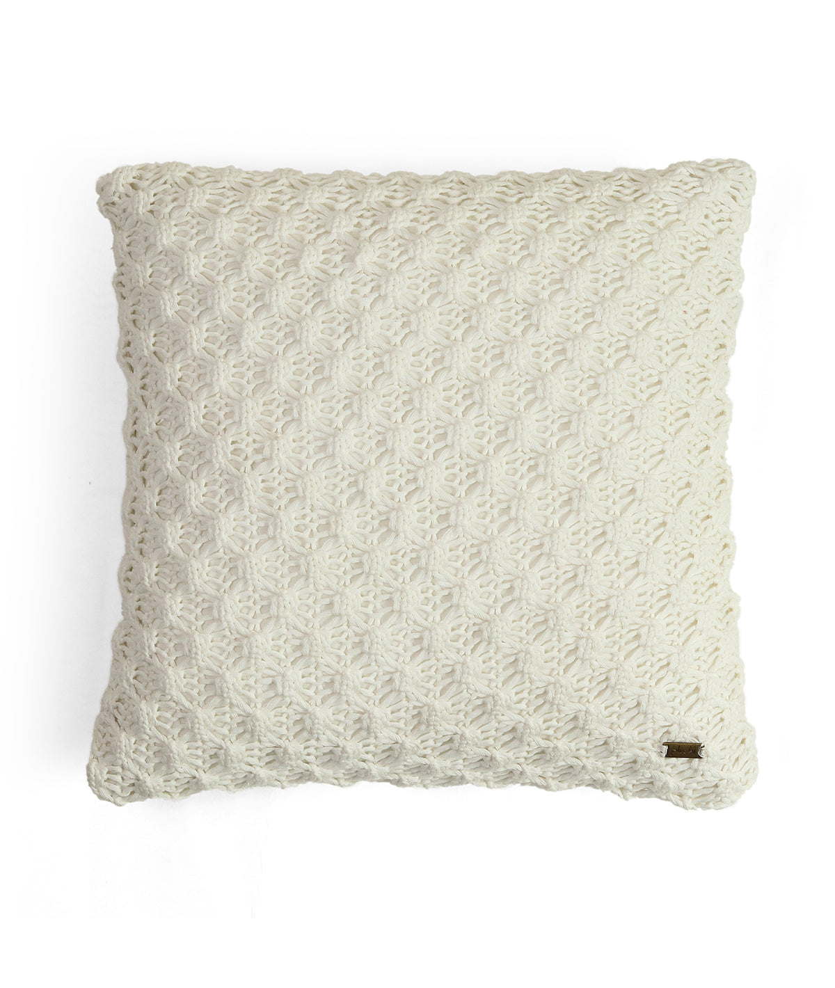 Popcorn Ivory Cotton Knitted Decorative 16 X 16 Inches Cushion Cover