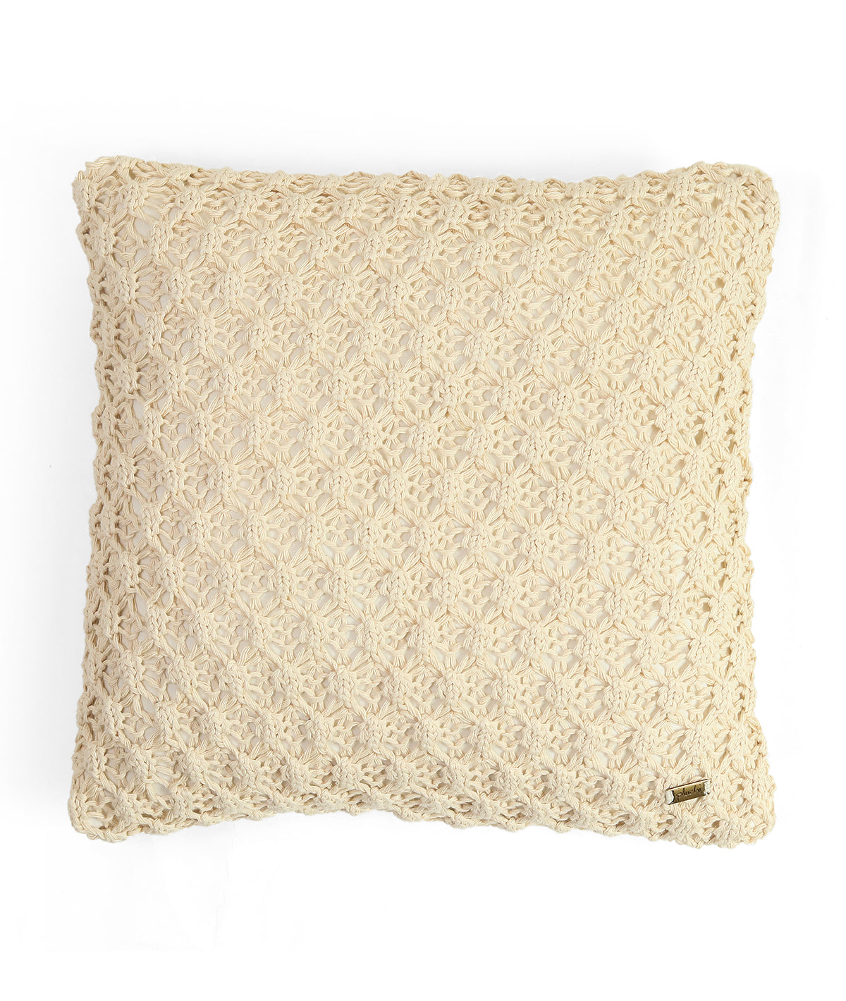 Popcorn Natural Cotton Knitted Decorative 16 X 16 Inches Cushion Cover