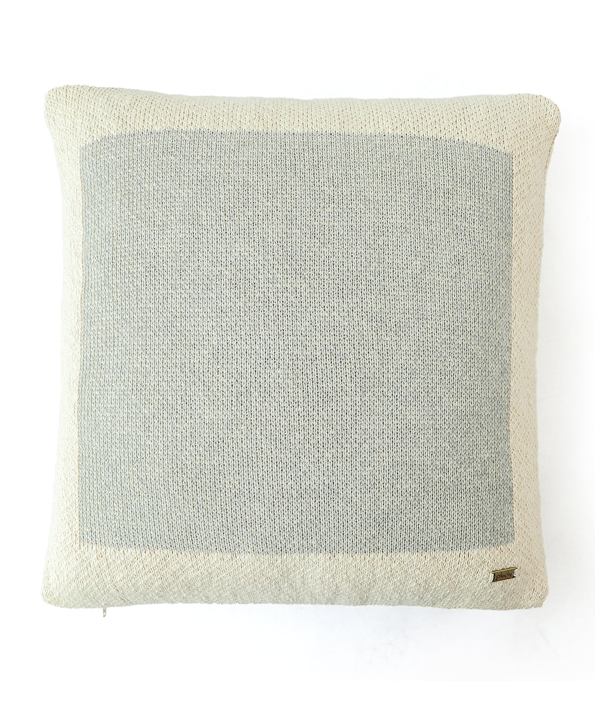 Poster Cotton Knitted Decorative Vanilla Grey Milange Color 16 x 16 Inches Cushion Cover