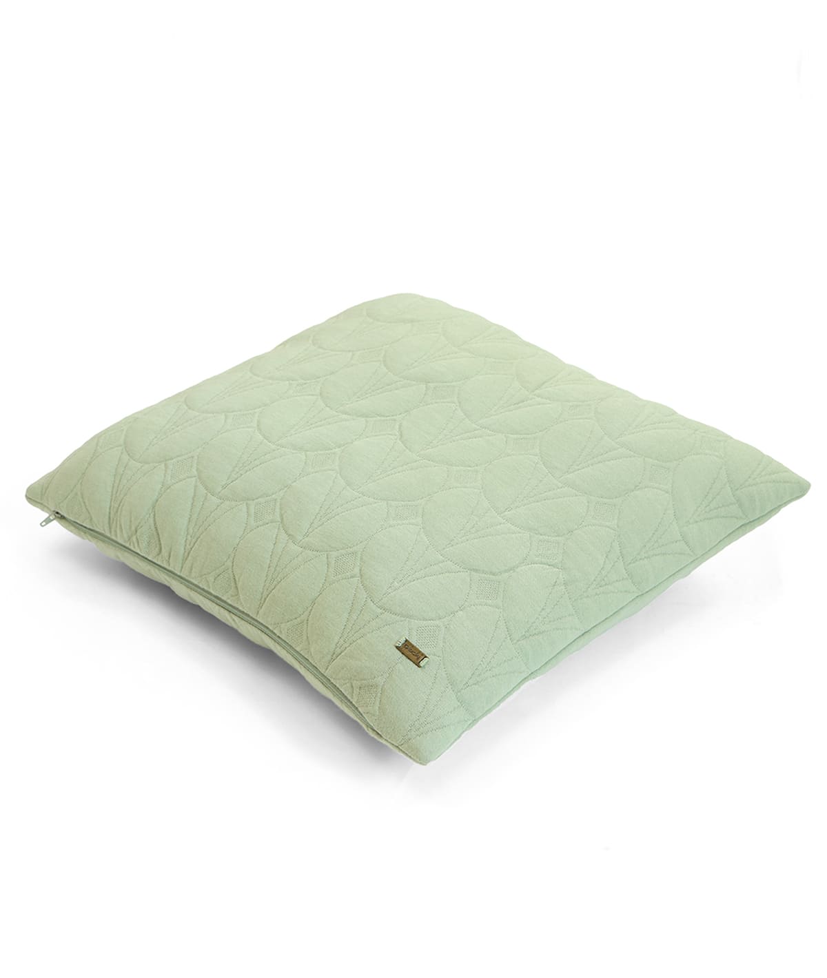 Illusion Pistachio Green Cotton Knitted Quilted Decorative 18 X 18 Inches Cushion Cover
