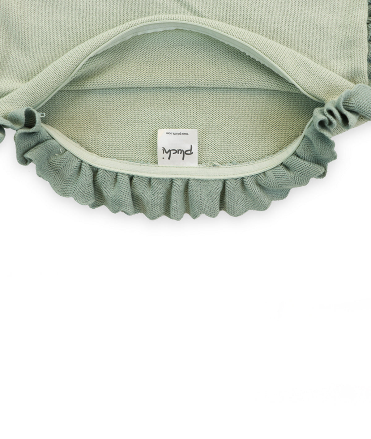 Ruffle Pistachio Green & Olive Cotton Knitted Decorative 16 X 16 Inches Cushion Cover