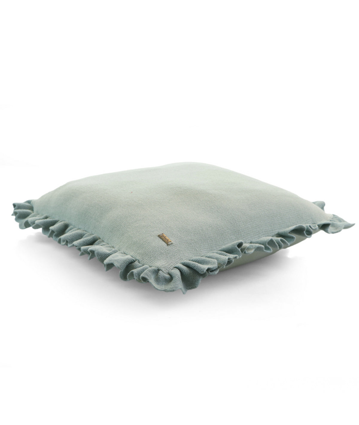 Ruffle Pistachio Green & Olive Cotton Knitted Decorative 16 X 16 Inches Cushion Cover