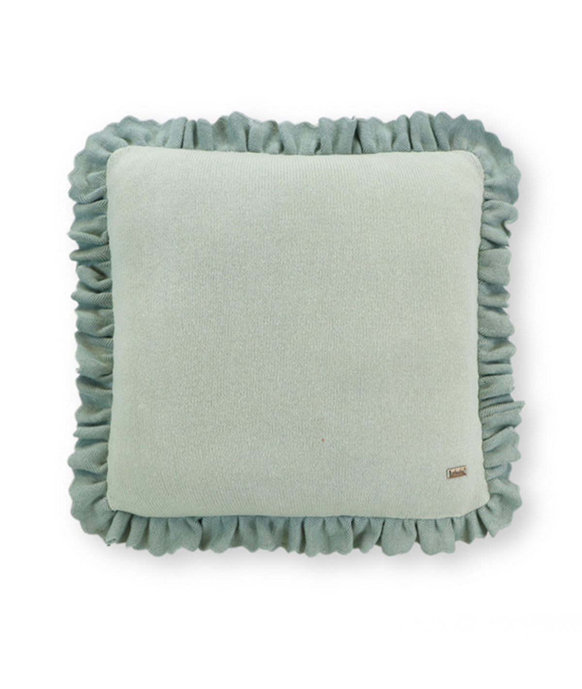 Ruffle Pistachio Green & Olive Cotton Knitted Decorative 16 X 16 Inches Cushion Cover