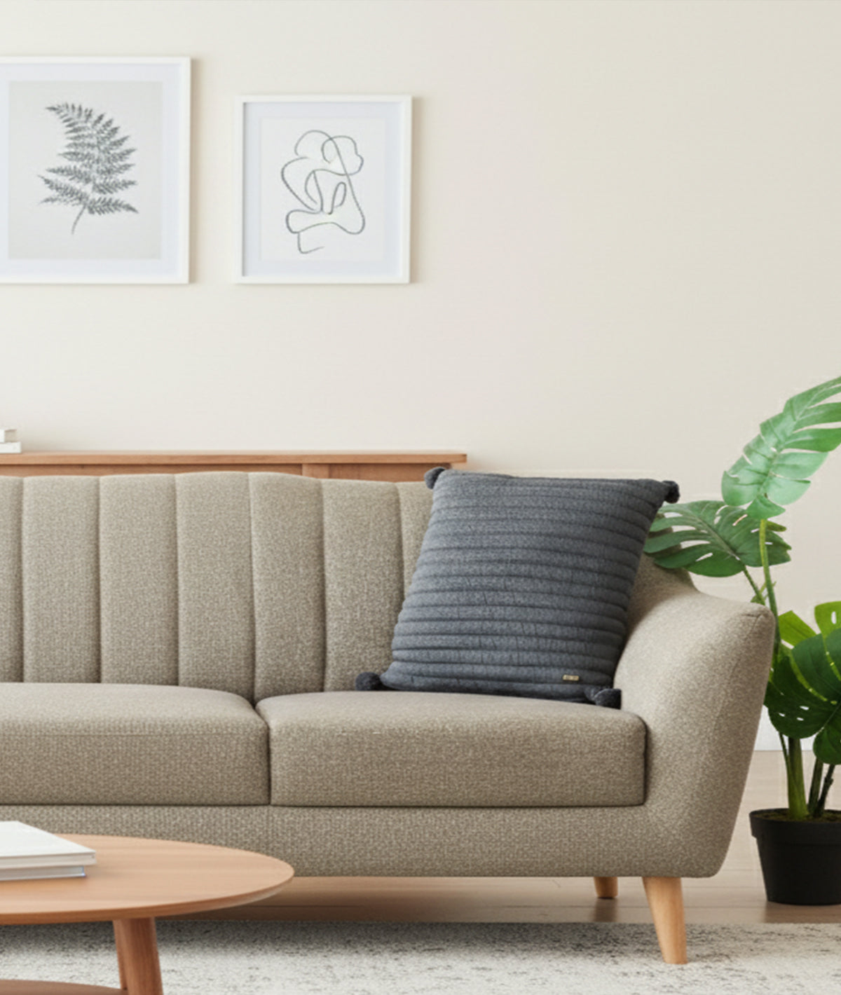 Aydin Grey Cotton Knitted Decorative Cushion Cover (18" x 18")