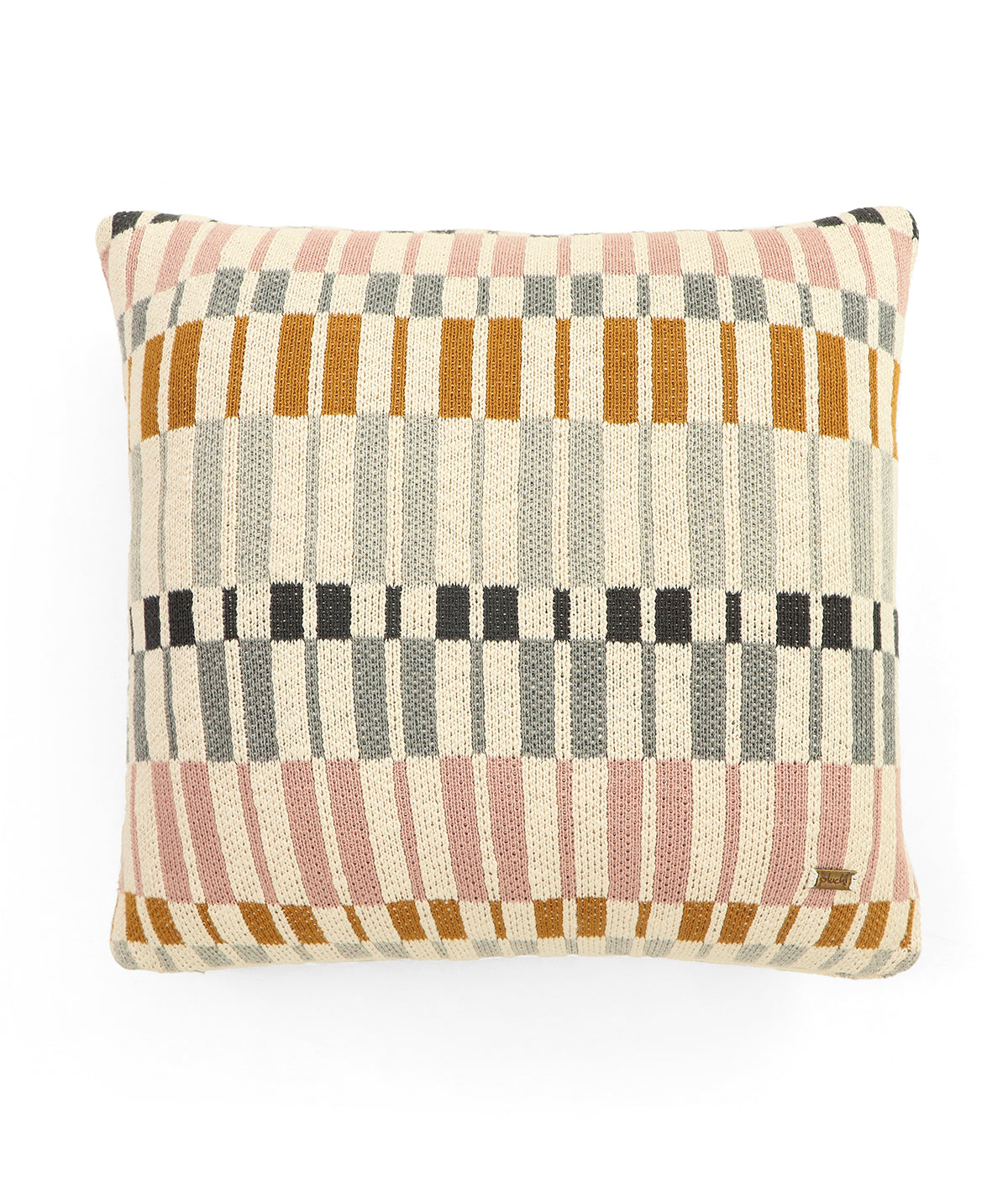 Awning Stripe Multi Color Cotton Knitted Decorative 16 X 16 Inches Cushion Cover