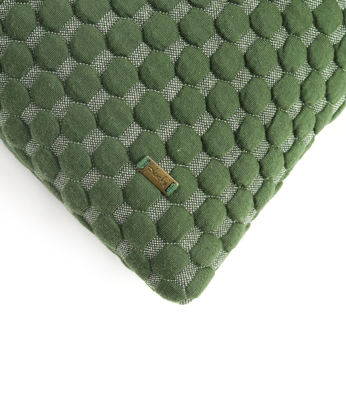 Bubbles Green & Natural Quilted Cotton Knitted Decorative 18 X 18 Inches Cushion Cover