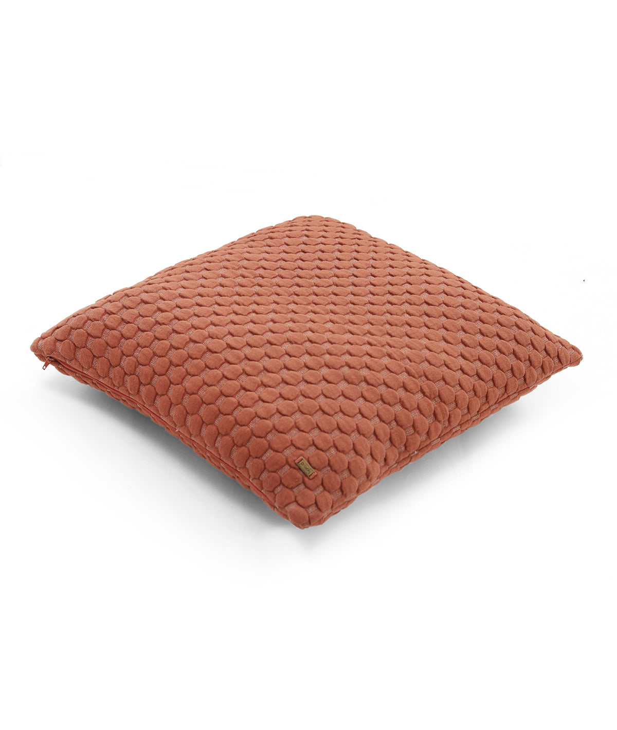 Bubbles Rust & Natural Quilted Cotton Knitted Decorative 18 X 18 Inches Cushion Cover