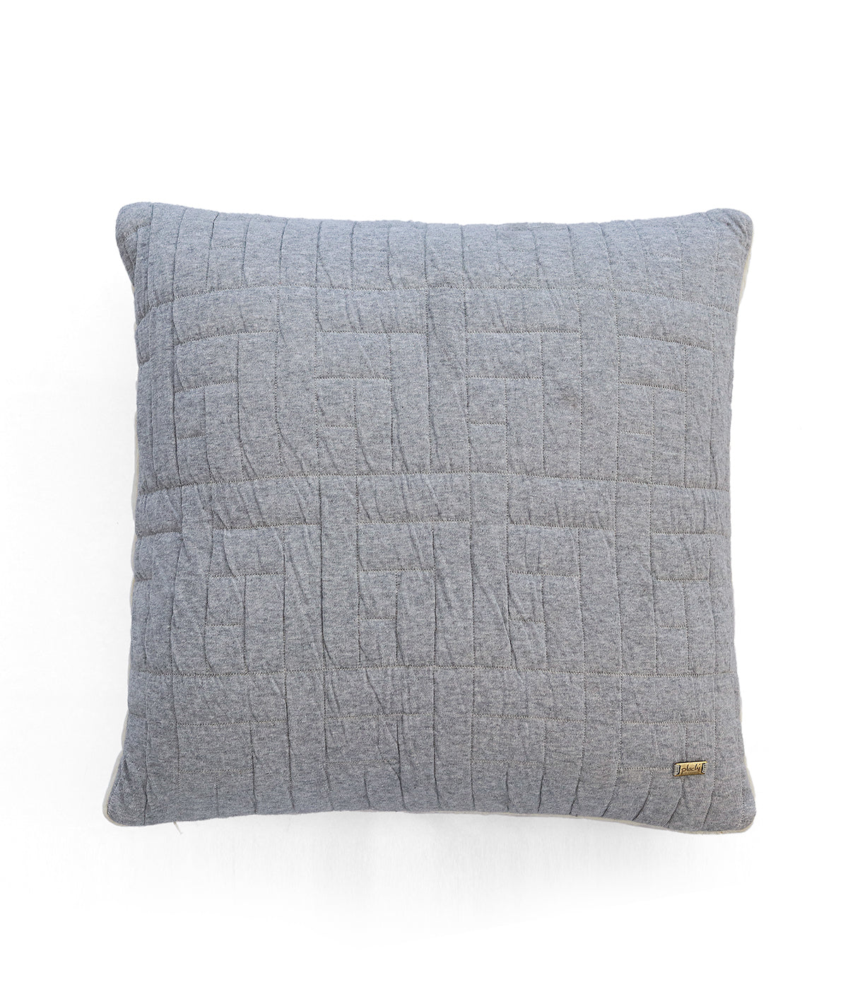 Maze Box Cotton Knitted Decorative Soft Grey Melange & Natural Color 18 x 18 Inches Cushion Cover