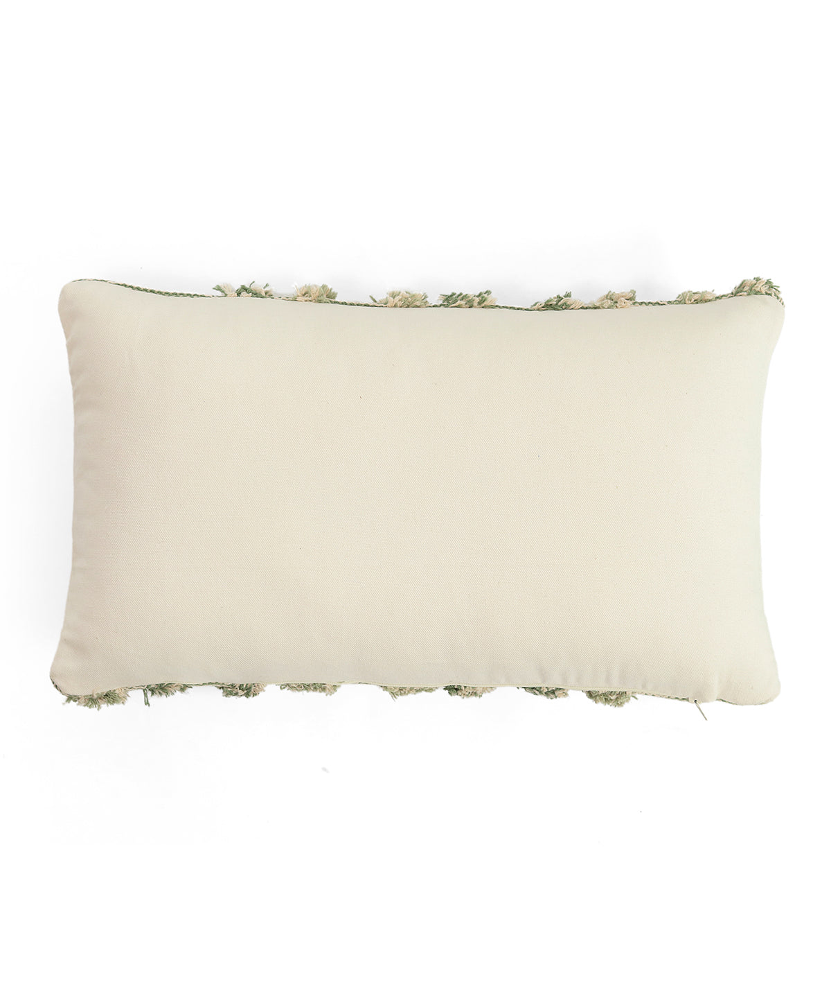 Arrowhead Cotton Knitted Decorative Tufted Cushion Cover (Green & Natural)