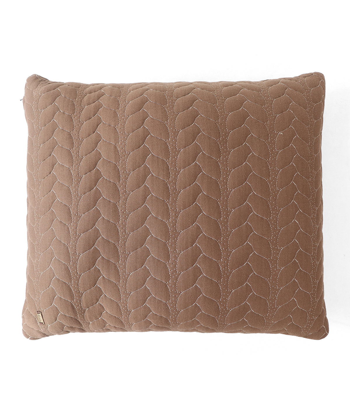 Uzoma Chestnut & Linen Cotton Knitted Quilted 20 X 20 Inches Cushion Cover