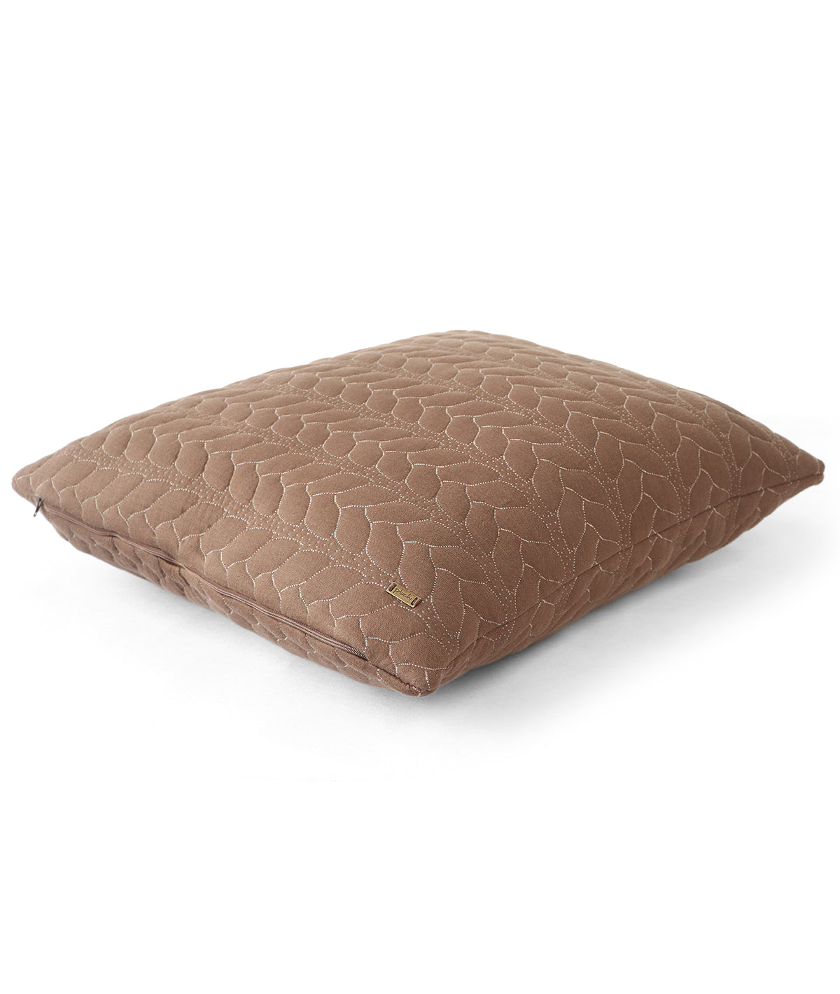 Uzoma Chestnut & Linen Cotton Knitted Quilted 20 X 20 Inches Cushion Cover