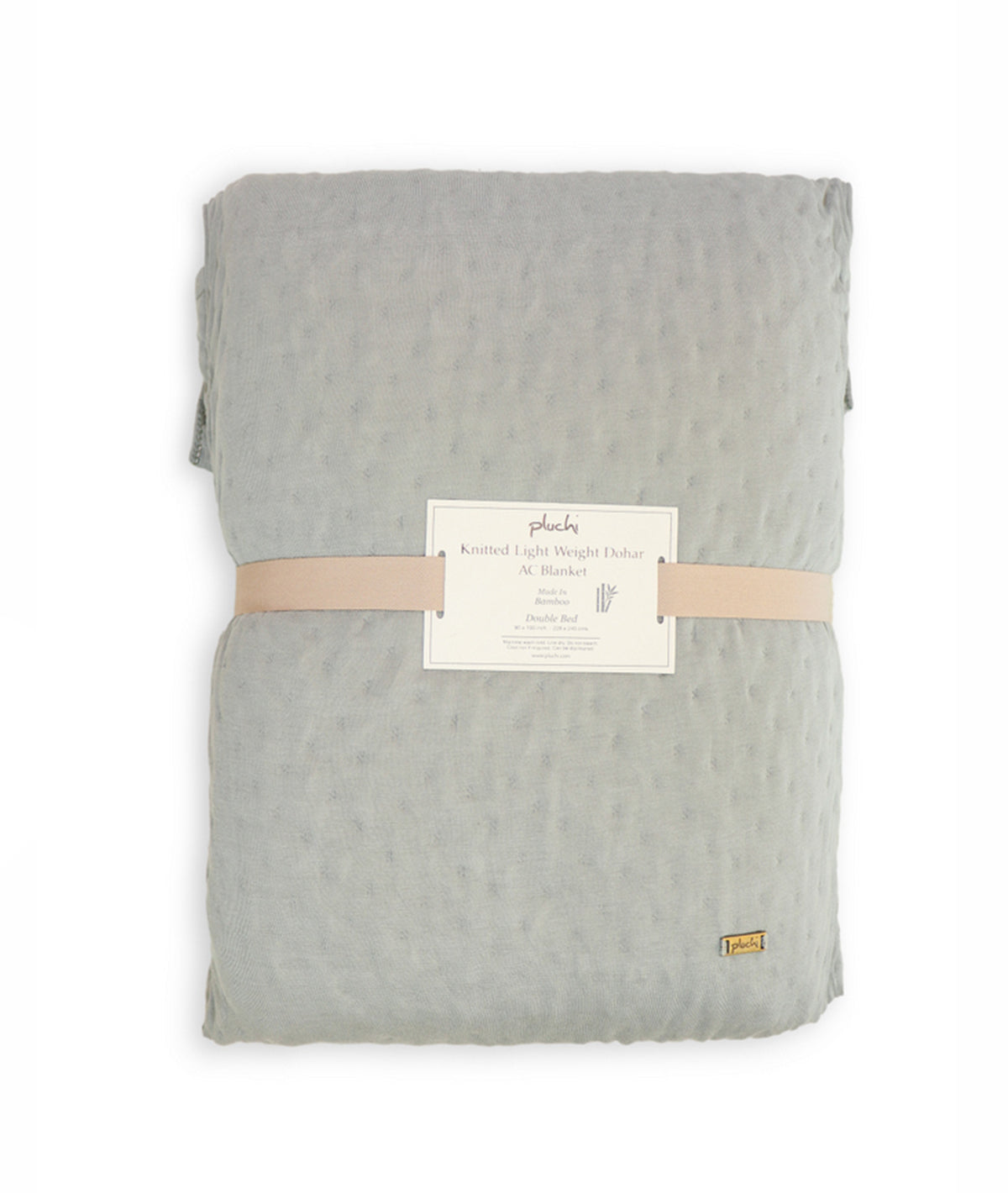Hazel Nimbus Cloud & Alice Blue Cotton Knitted Double Bed AC Quilted Blanket