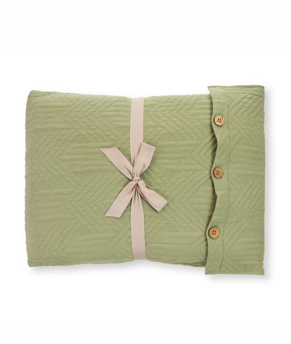 Praquet Olive & Scenic Green Cotton Knitted Double Bed AC Quilted Blanket