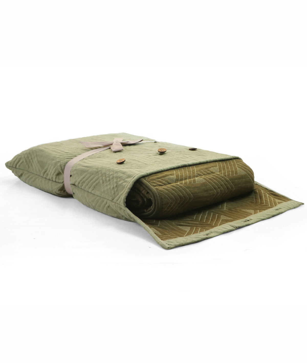Praquet Olive & Scenic Green Cotton Knitted Double Bed AC Quilted Blanket