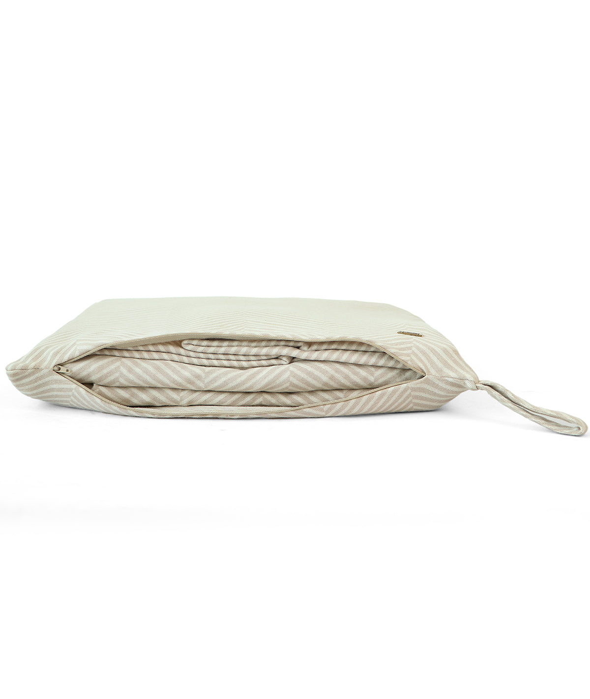 Herringbone Pale Whisper & Natural Cotton Knitted King Size Double Bed Fitted Sheet With 2 Pillow Covers Set