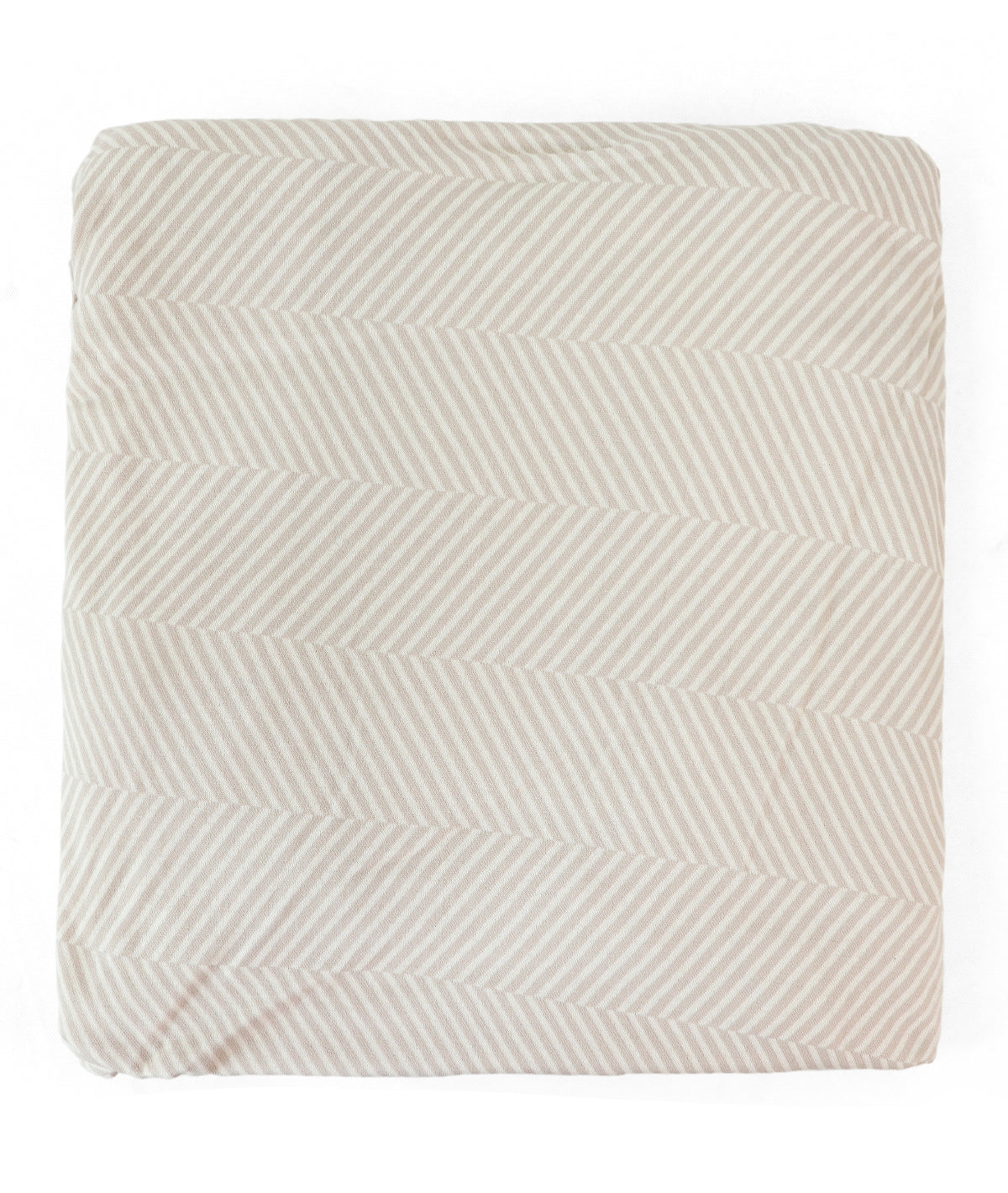 Herringbone Pale Whisper & Natural Cotton Knitted  King Size Double Bed Fitted Sheet With 2 Pillow Covers Set