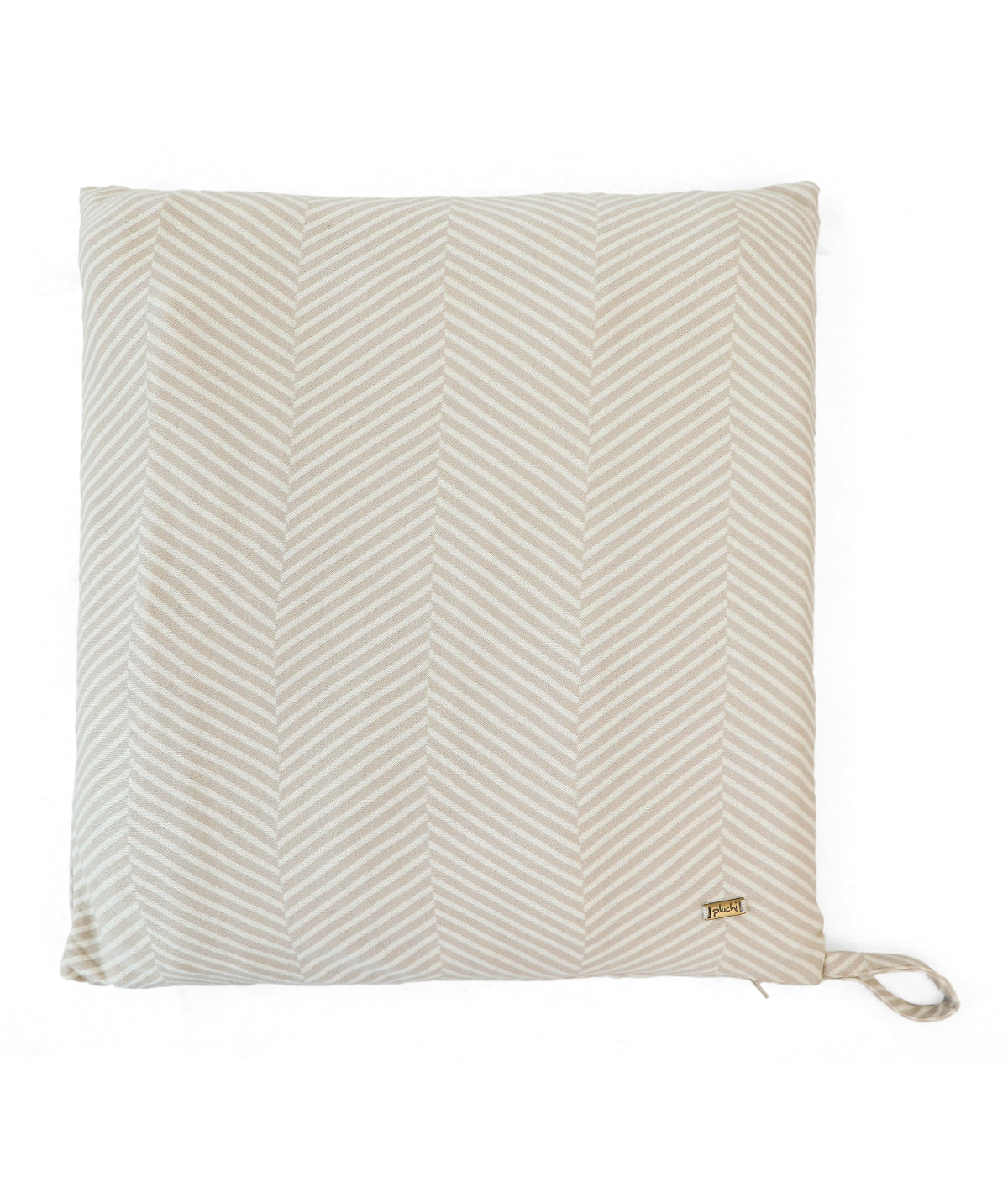 Herringbone Pale Whisper & Natural Cotton Knitted  King Size Double Bed Fitted Sheet With 2 Pillow Covers Set