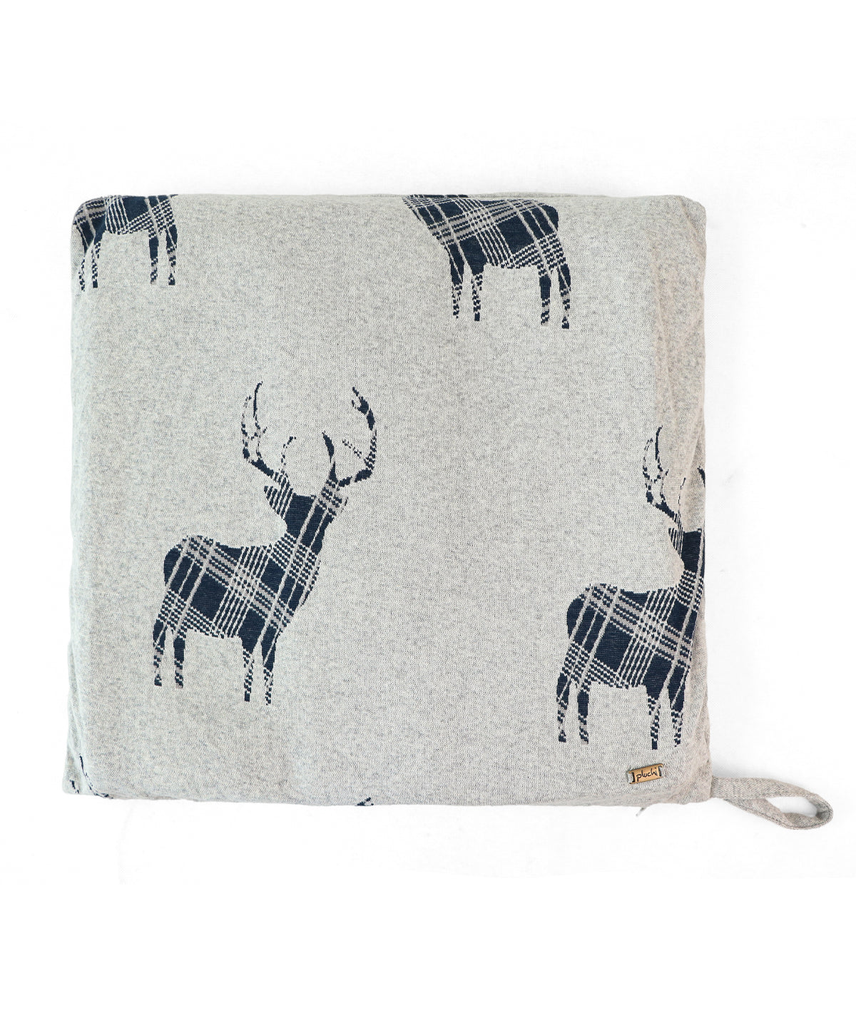ReindeerVanila Grey Milange Cotton Knitted  King Size Double Bed Fitted Sheet With 2 Pillow Covers Set