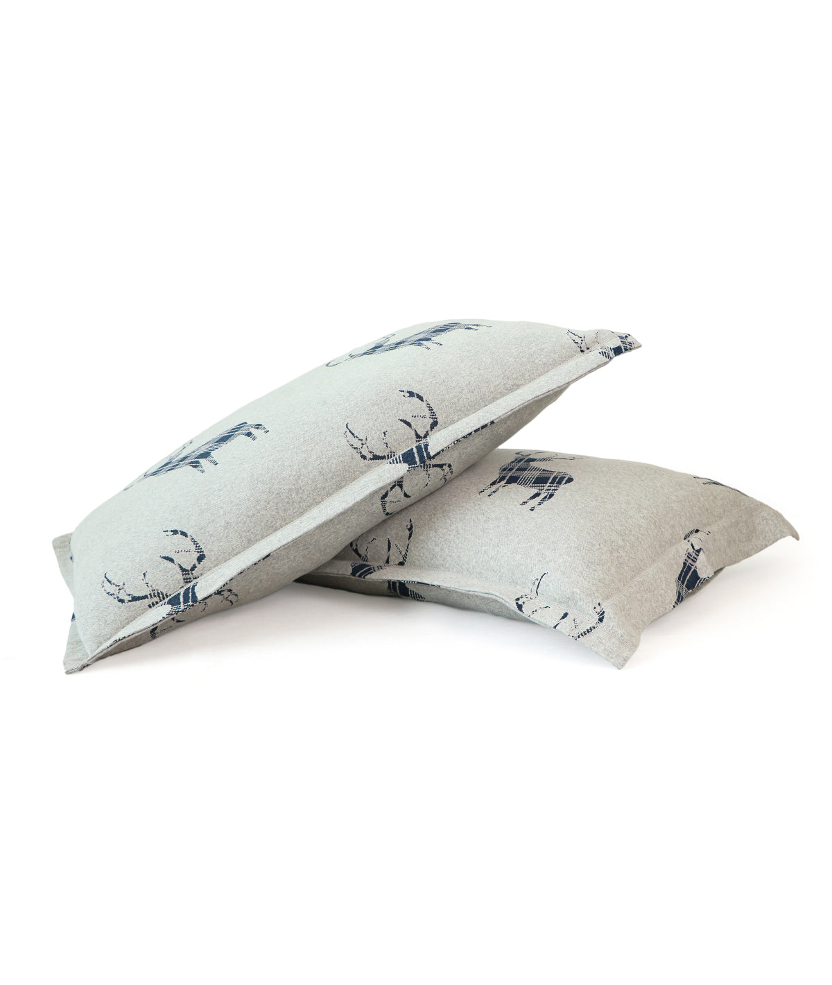 ReindeerVanila Grey Milange Cotton Knitted  King Size Double Bed Fitted Sheet With 2 Pillow Covers Set