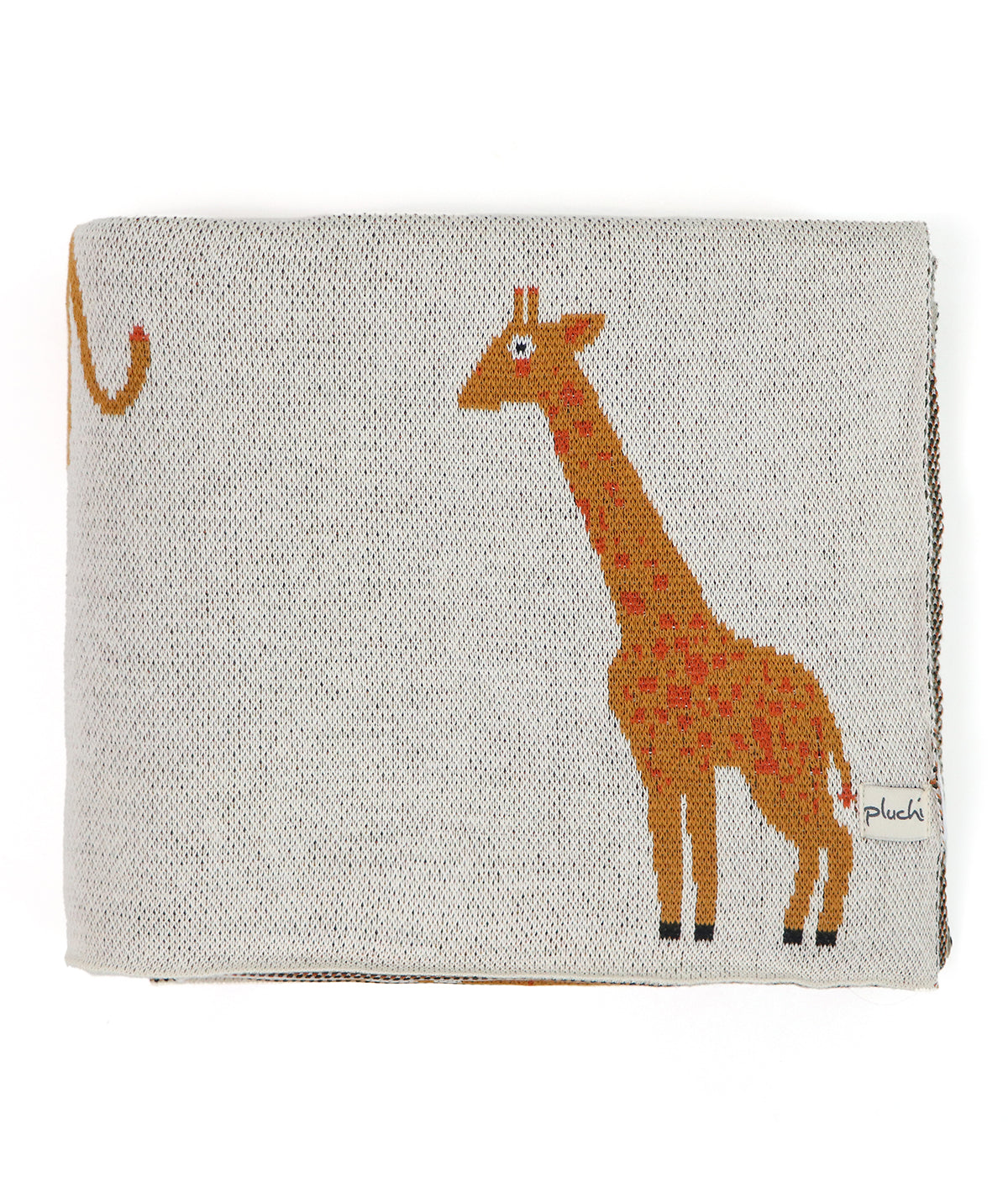 Wild Safari Natural & Multi Color Cotton Knitted Throw / Ac Blanket For Kids For Use In All Seasons