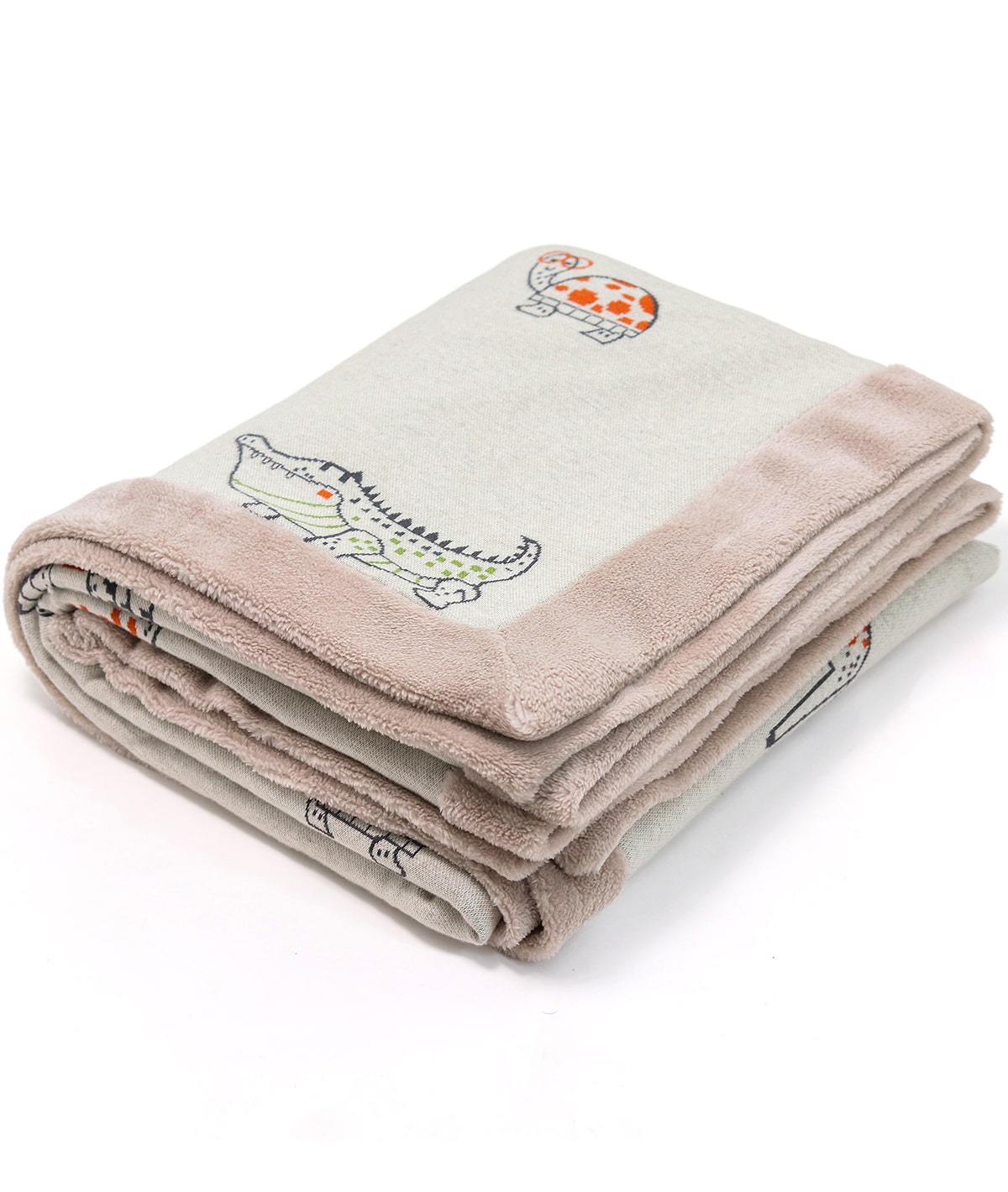 Jungle Odyssey- Natural Color Cotton Knitted Faux Fur Blanket for Kids