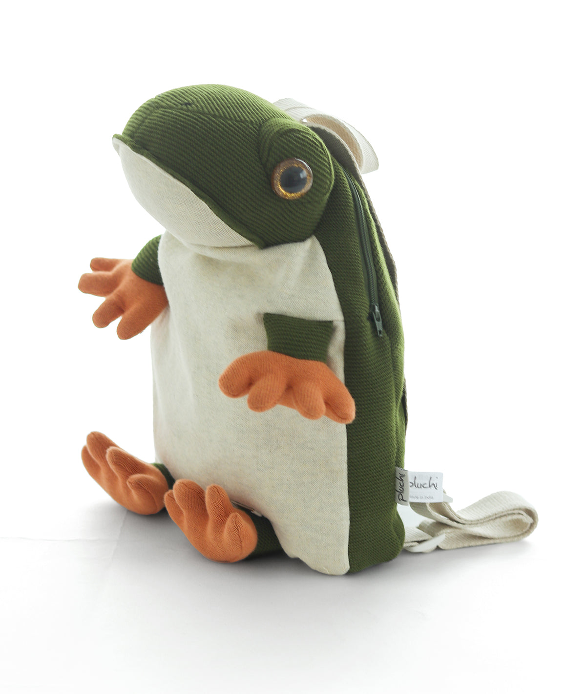 Hoppy Frog Sage green, Natural Mel. & Orange Kids Bag