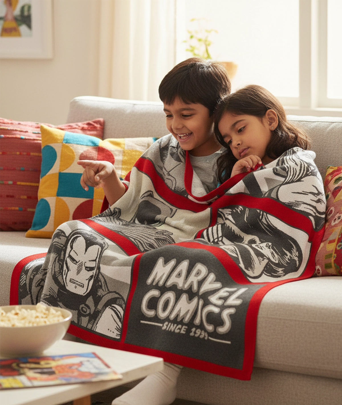 Marvel Comics Cotton Knitted AC Blanket For Kids (2 to 4 Years for Kids)
