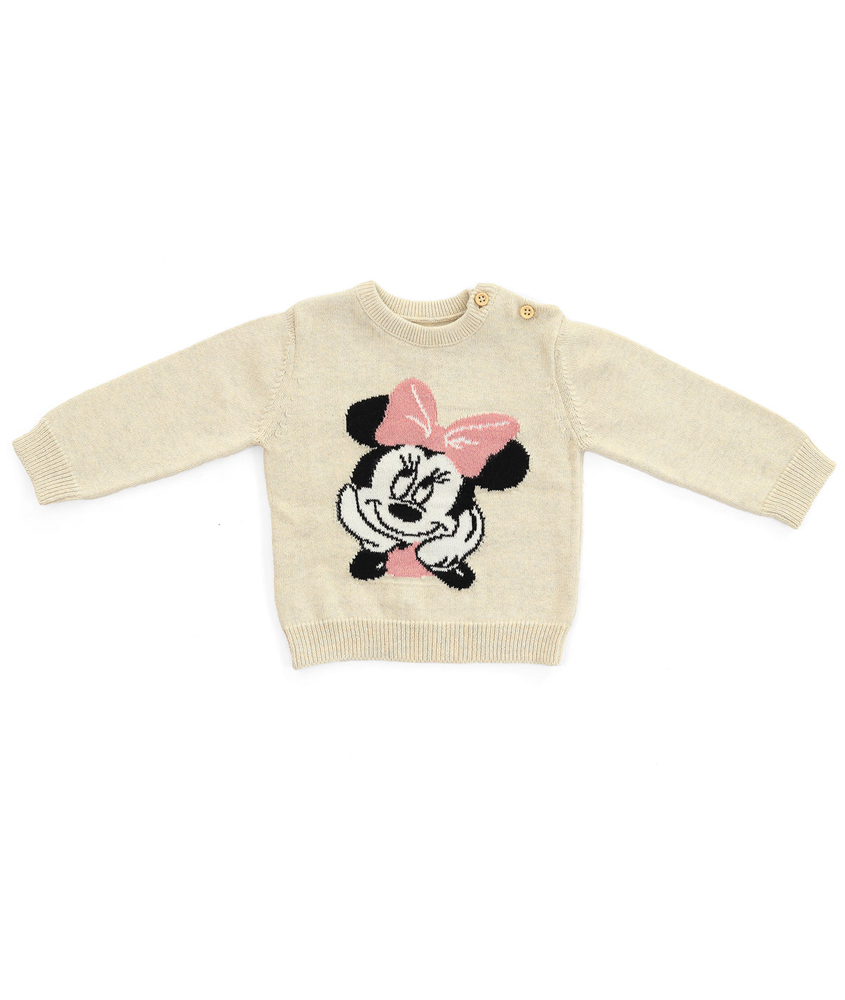 Minnie Mouse Jumper for Newborn Babies in Natural Melange & Blossom Color