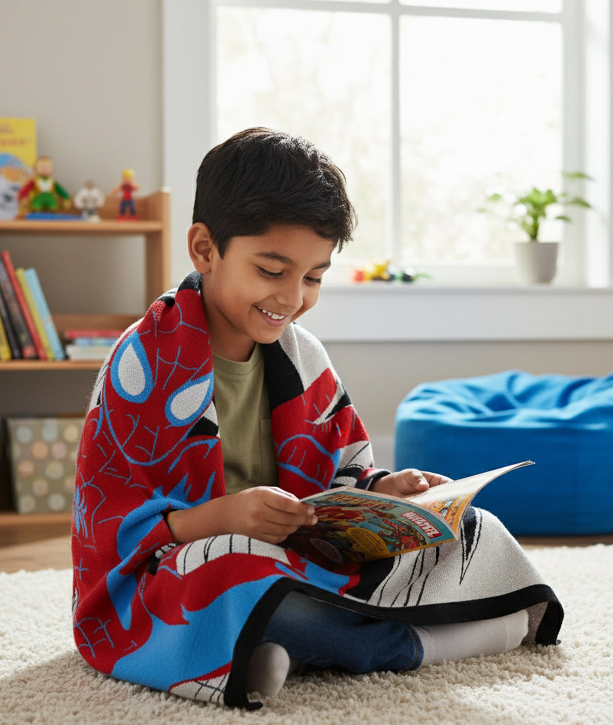 Spidey - Disney Cotton Knitted Throw / AC Blanket For Kids For Use In All Seasons (2 to 4 Years for Kids)