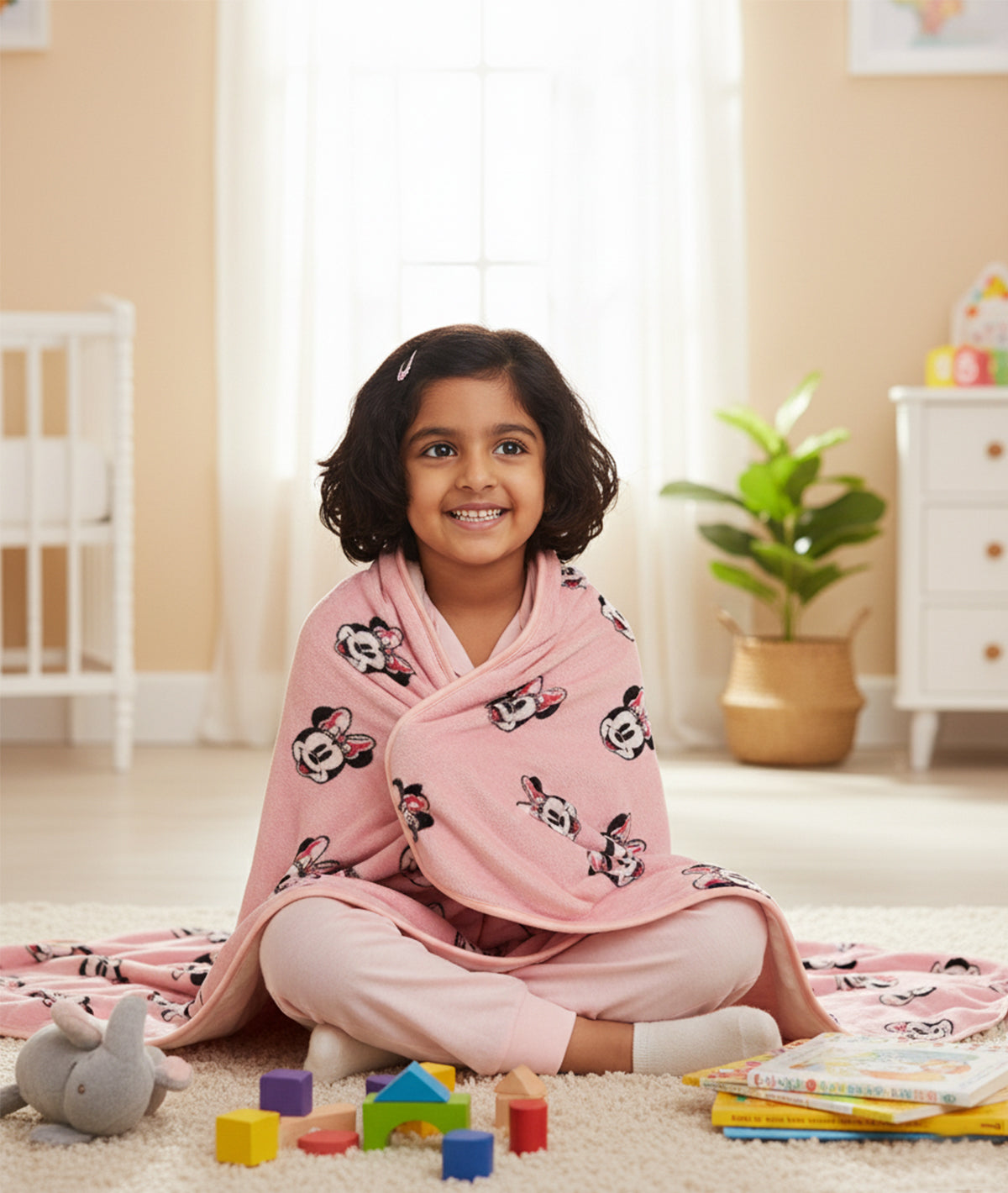 Minnie Love Disney Cotton Knitted Throw / Ac Blanket For Kids For Use In All Seasons (2 to 4 Years for Kids)